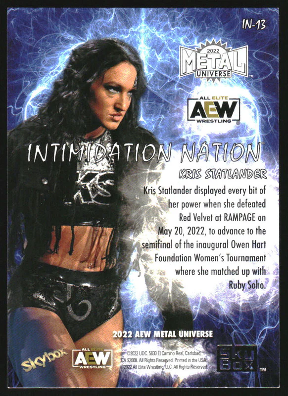 2022 SkyBox Metal Universe AEW Intimidation Nation #IN13 Kris Statlander - Image 2