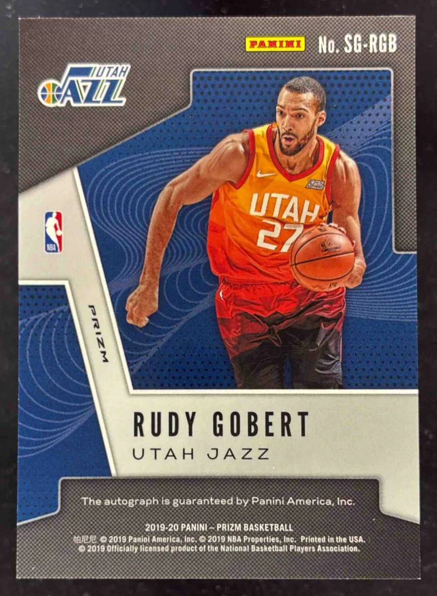 2019-20 Panini Prizm Signatures Prizms Choice #SG-RGB Rudy Gobert Auto - Image 2