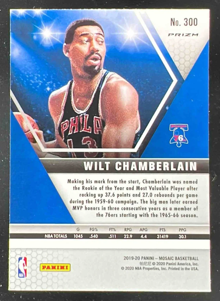 2019-20 Panini Mosaic Gold Wave Prizm #300 Wilt Chamberlain - Image 2