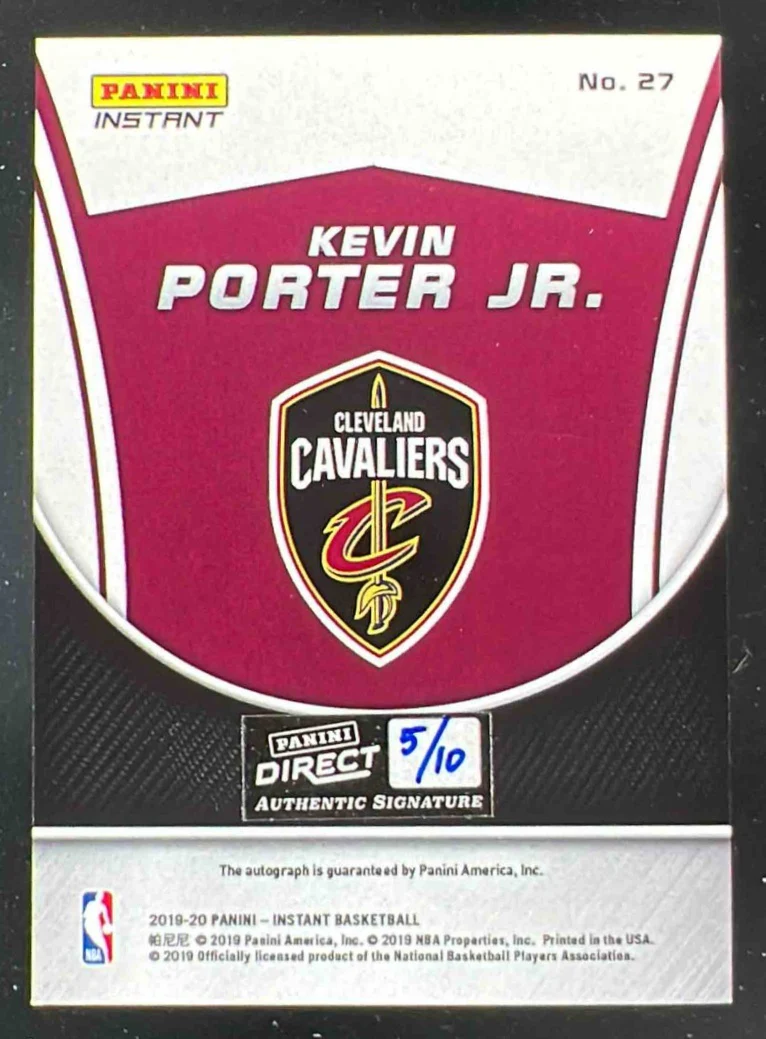 2019-20 Panini Instant Access Green Ink #27 Kevin Porter Jr Autograph Auto /10 - Image 2