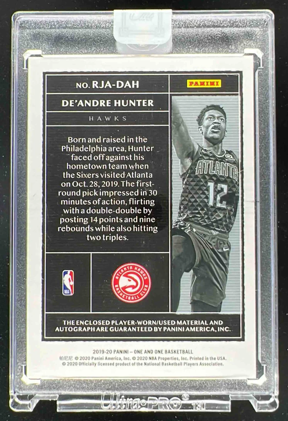 2019-20 Panini One and One Rookie Jersey Red #RJADAH De Andre Hunter RC Auto /25 - Image 2