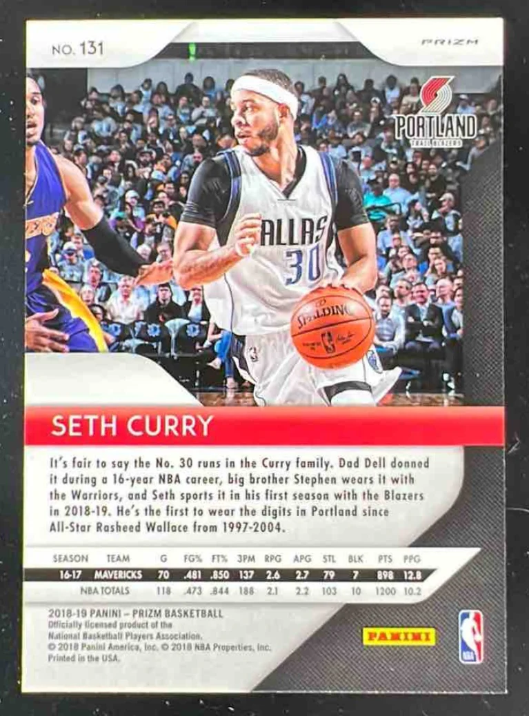 2018-19 Panini Prizm Prizms Choice Tiger Stripe #131 Seth Curry - Image 2