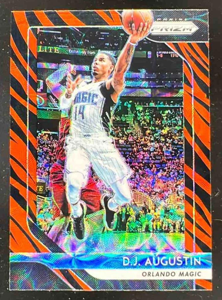 2018-19 Panini Prizm Prizms Choice Tiger Stripe #129 D.J. Augustin