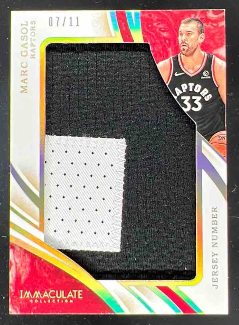 2019-20 Immaculate Collection Jumbo Patches Jersey Number #JP-MGS Marc Gasol /11