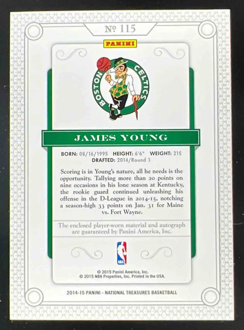 2014-15 Panini National Treasures #115 James Young RC Auto /99 - Image 2