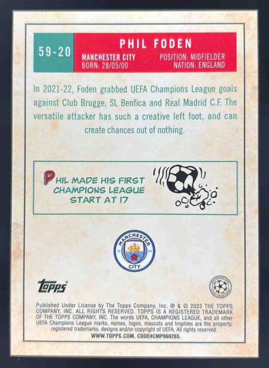 2022 Topps Chrome UEFA 1959 Topps Gold Lava Refractor #59-20 Phil Foden - Image 2
