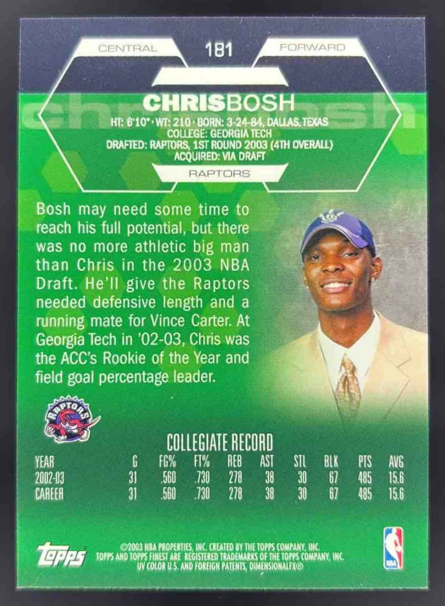 2002-03 Topps Finest #181 Chris Bosh RC - Image 2