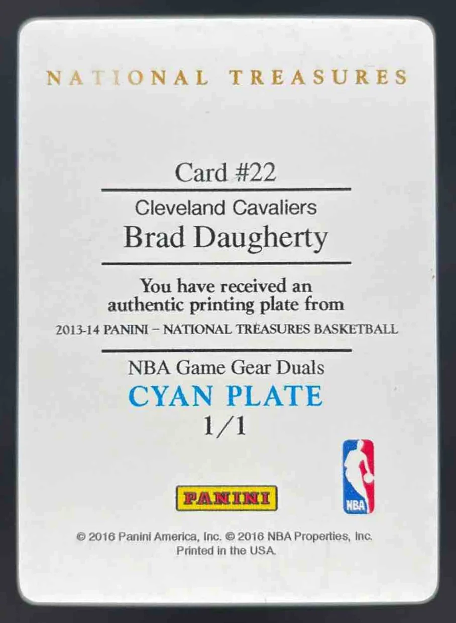 2013-14 Panini National Treasures Printing Plate Cyan #22 Brad Daugherty 1/1 - Image 2