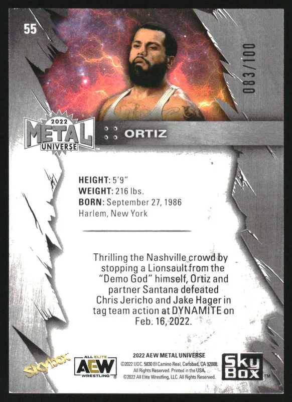 2022 SkyBox Metal Universe AEW Precious Metal Gems Red #55 Ortiz /100 - Image 2