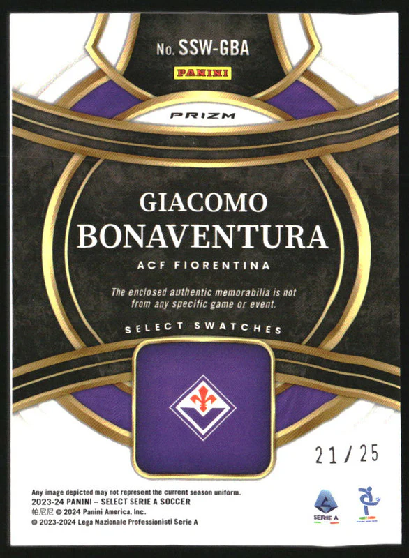 2023-24 Select Serie A Select Swatches Tie-Dye Giacomo Bonaventura /25 - Image 2