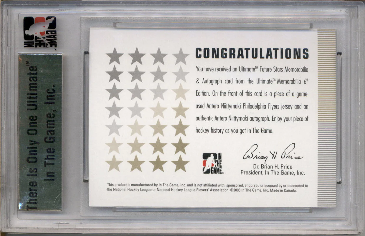 2005 ITG Ultimate Future Stars Auto Silver Antero Niittymaki /40 - Image 2