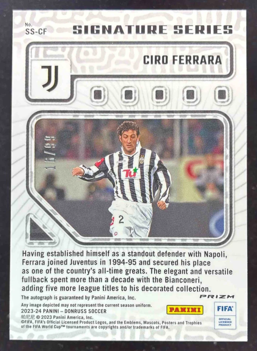 2023 Panini Donruss Signature Series Blue #SS-CF Ciro Ferrara Auto /99 - Image 2
