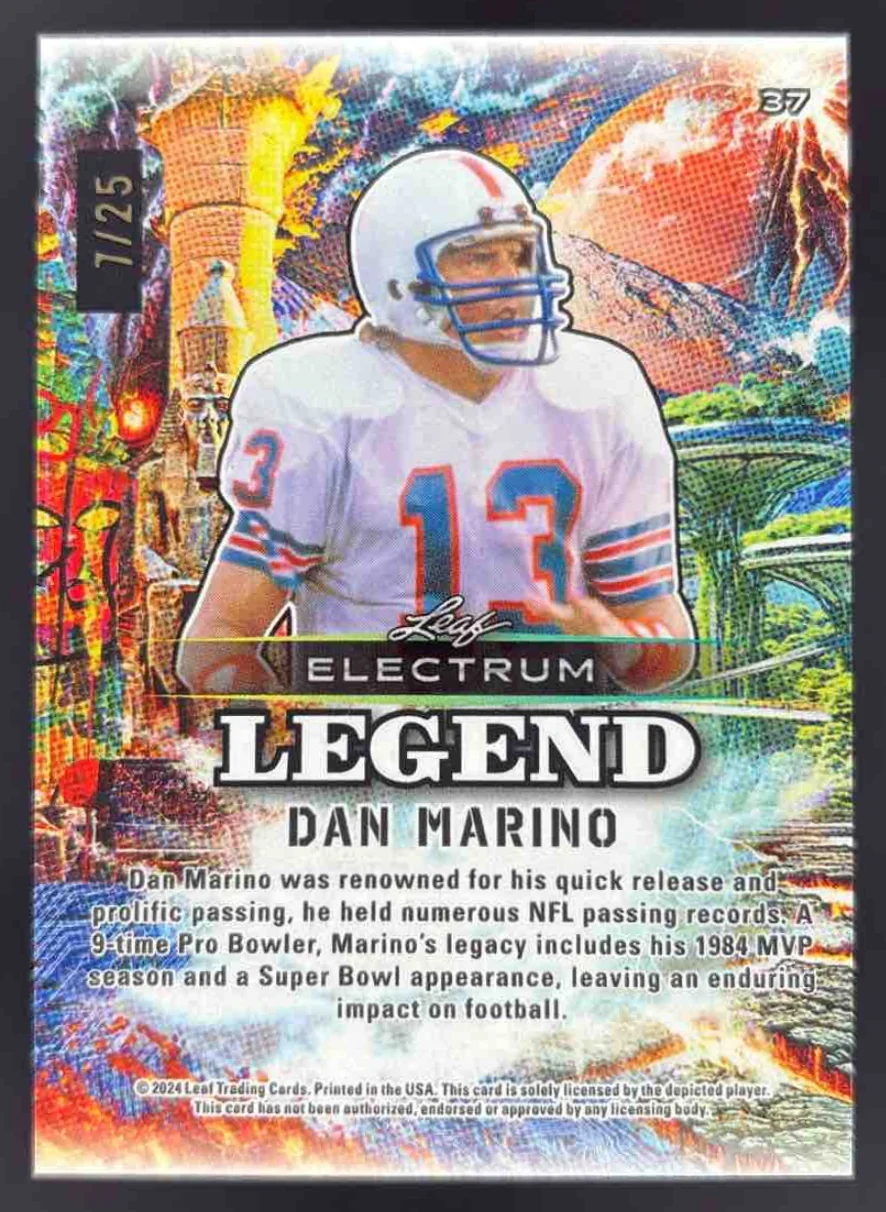 2024 Leaf Electrum Silver Board Tie Dye Skin & Etch #37 Dan Marino /25 - Image 2