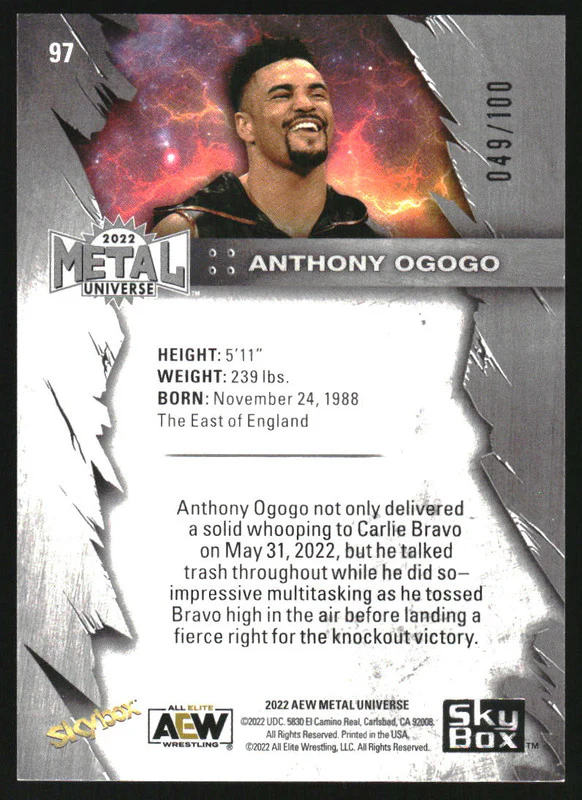 2022 SkyBox Metal Universe AEW Precious Metal Gems Red #97 Anthony Ogogo /100 - Image 2