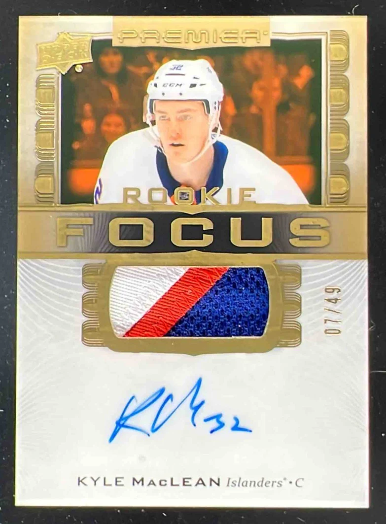 2024-25 UD Premier Focus Auto Patch Rookies Gold Kyle MacLean Auto /49