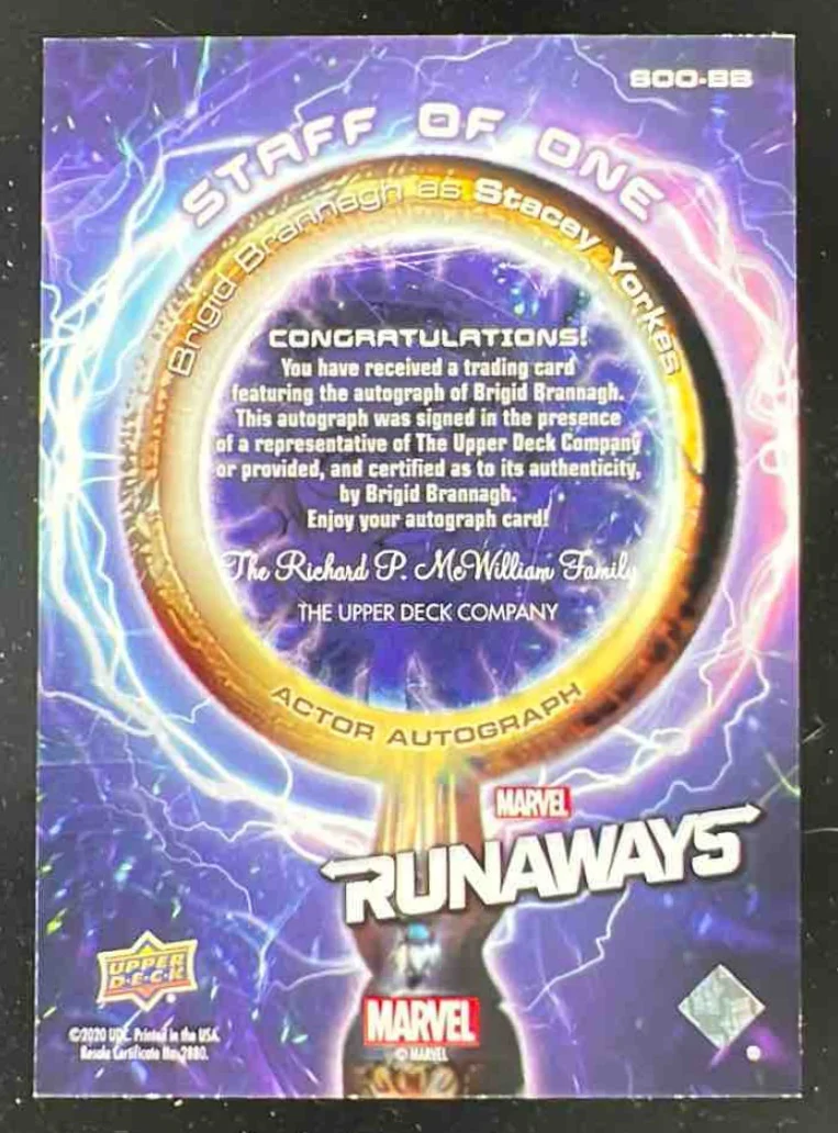 2020 Upper Deck Marvel's Runaways The Staff of One #SOO-BB Brigid Brannagh Auto - Image 2