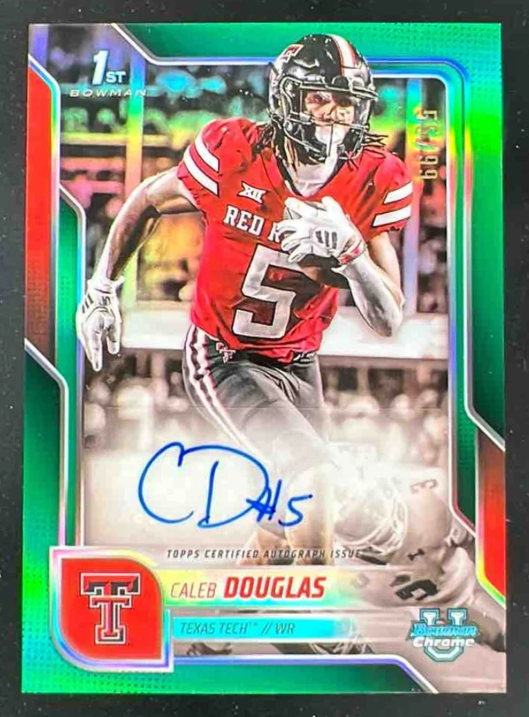 2025 Bowman Chrome University Green Refractor #BCA-CD Caleb Douglas Auto /99