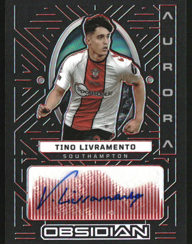 2022-23 Obsidian Aurora Autographs Electric Etch Red Tino Livramento Auto /25