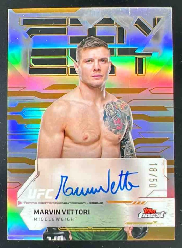 2025 Topps UFC Finest Gold Refractor #FA-MI Marvin Vettori Auto /50