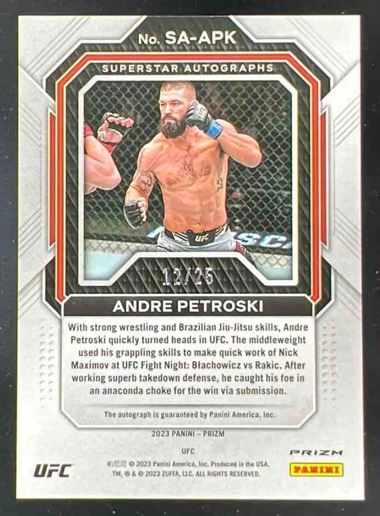 2023 Panini Prizm UFC Superstar Mojo Prizms #SA-APK Andre Petroski RC Auto /25 - Image 2