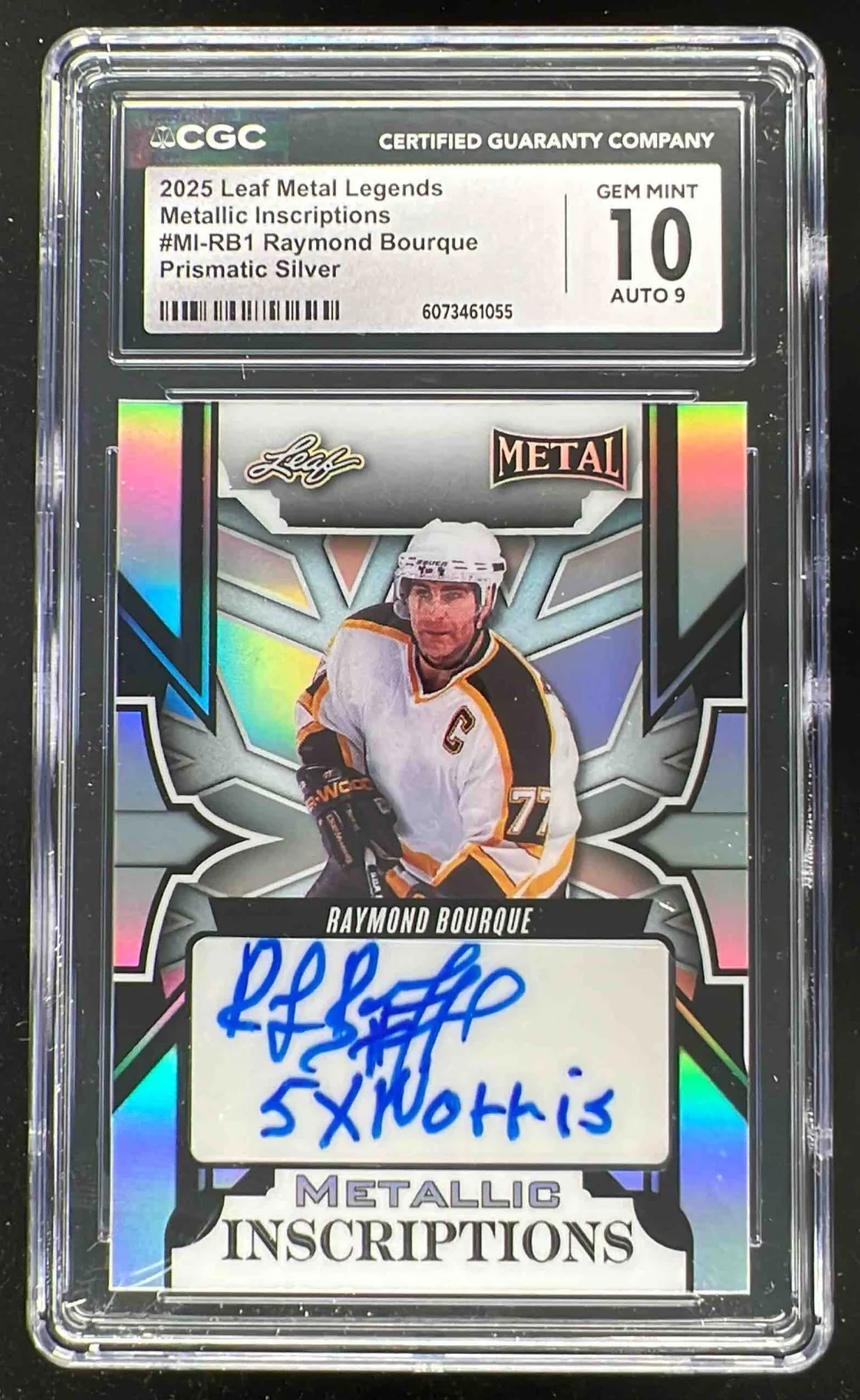 2025 Leaf Legends Metallic Inscriptions Silver Raymond Bourque Auto /10 CGC 10
