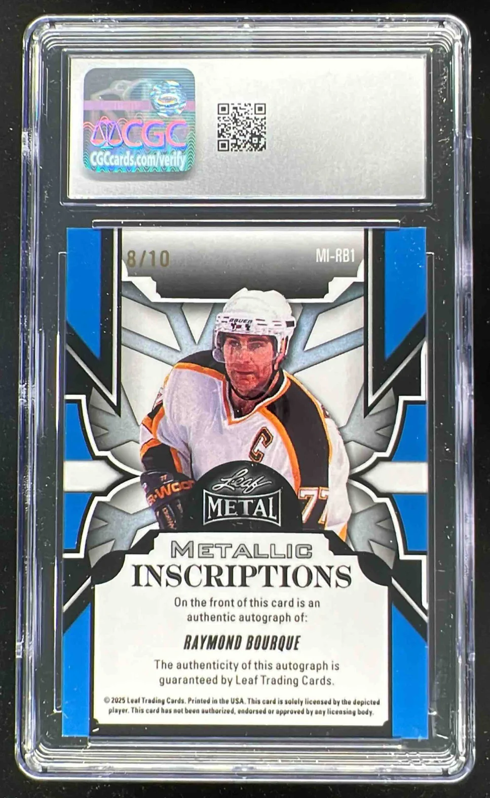 2025 Leaf Legends Metallic Inscriptions Silver Raymond Bourque Auto /10 CGC 10 - Image 2