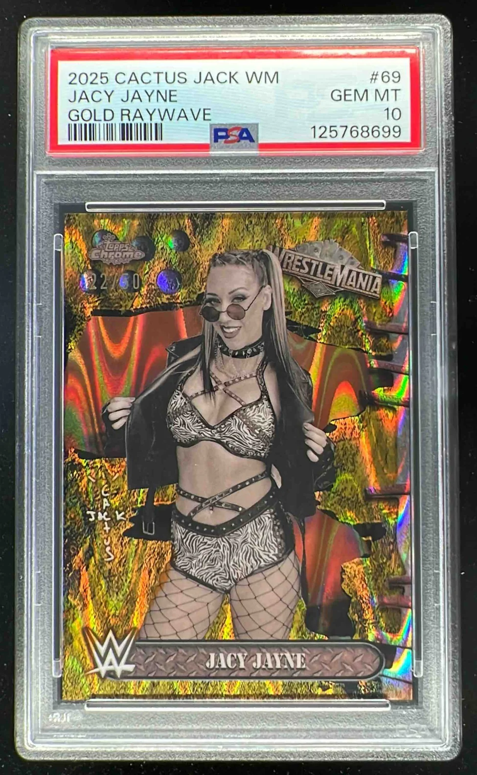 2025 Topps WWE Cactus Jack x Wrestlemania Gold Ray Wave Cactus Jack /50 PSA 10