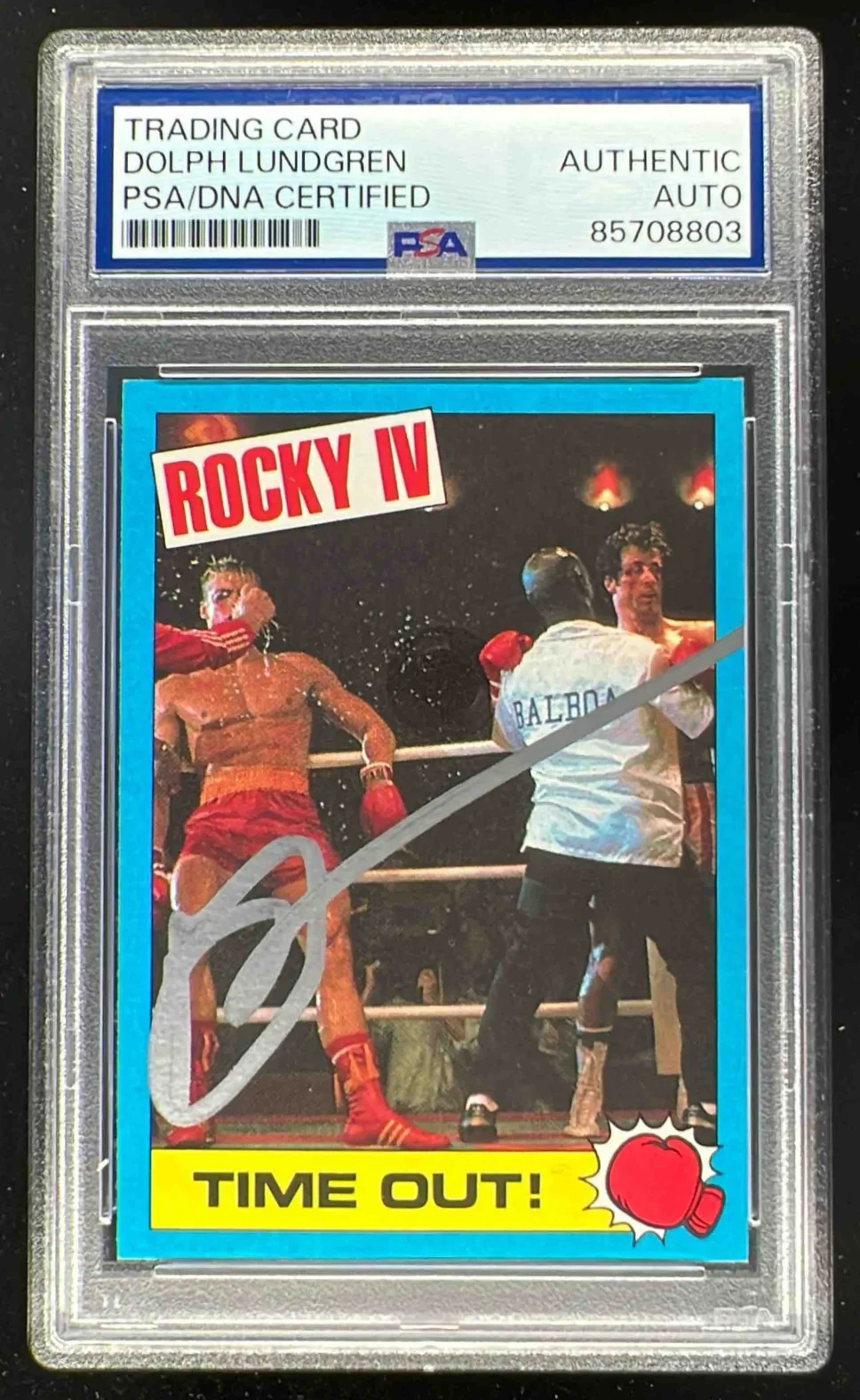 1985 Topps Rocky IV #44 Time Out! Dolph Lundgren Auto PSA Authentic
