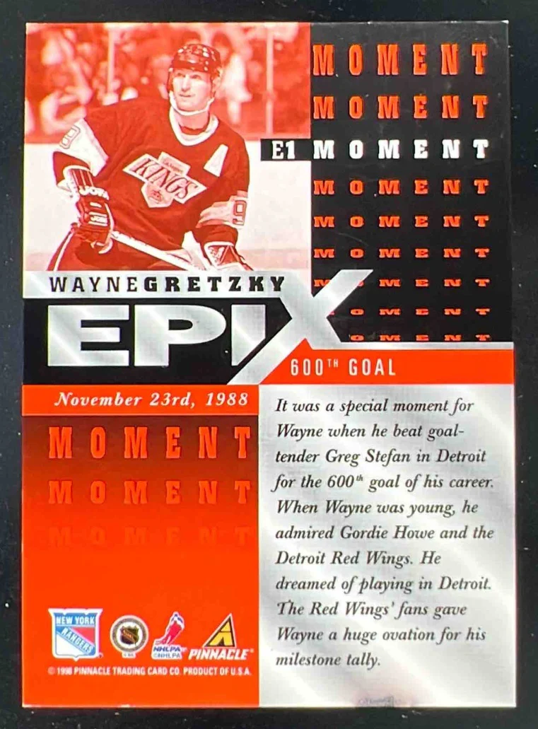 1997 Pinnacle Zenith Epix Orange #E1 Wayne Gretzky - Image 2
