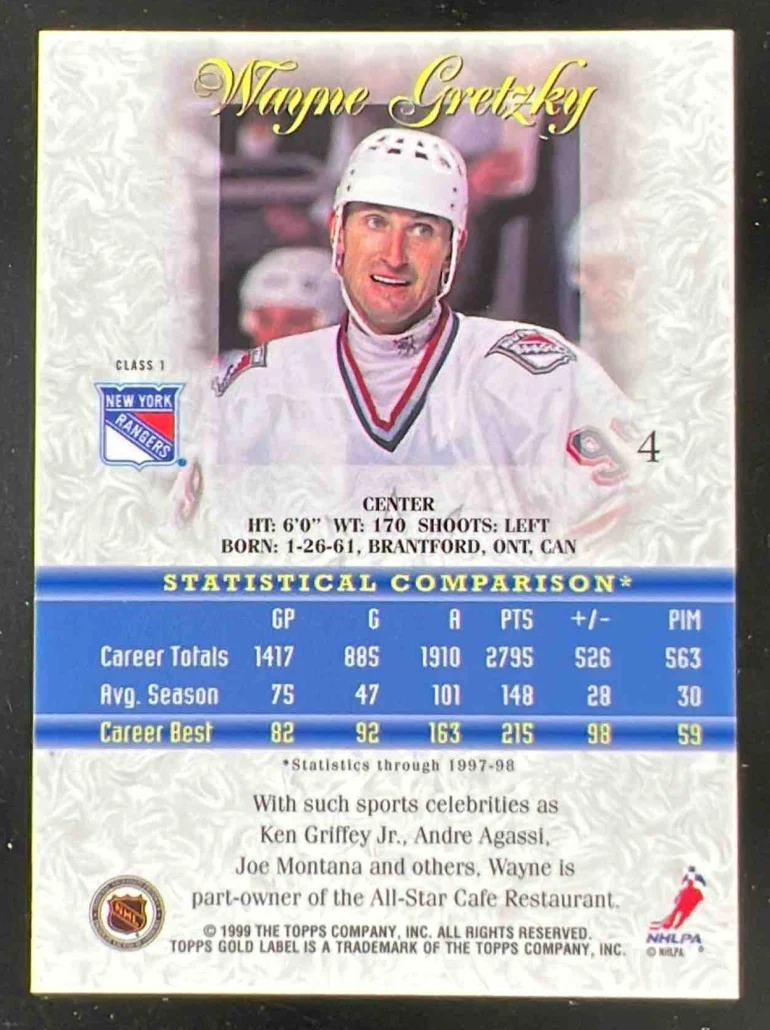 1998-99 Topps Gold Label #4 Wayne Gretzky - Image 2