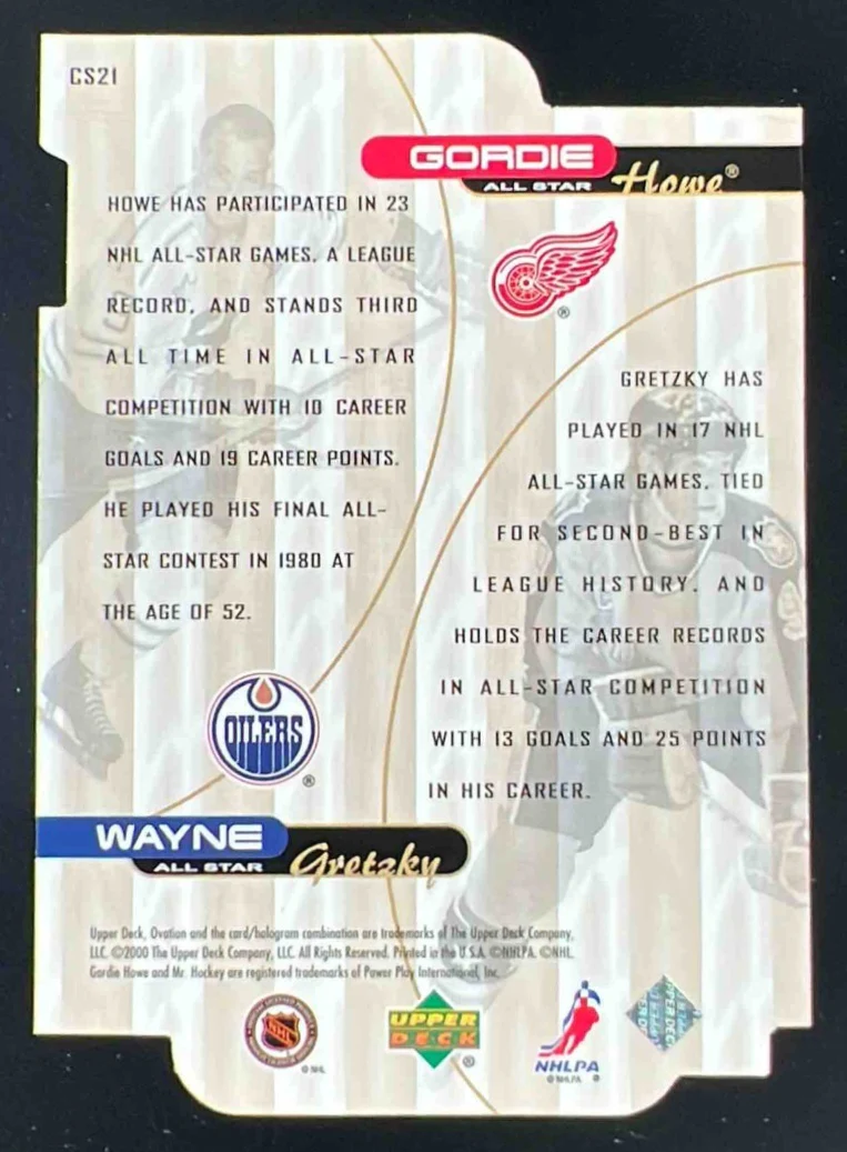1999-00 Upper Deck Ovation Center Stage #CS21 Gordie Howe Wayne Gretzky - Image 2