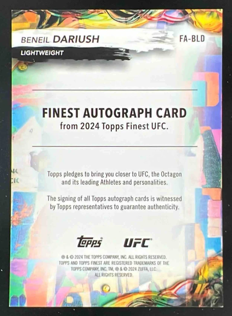 2024 Topps Finest UFC Gold Shimmer Refractors #FA-BLD Beneil Dariush Auto /39 - Image 2