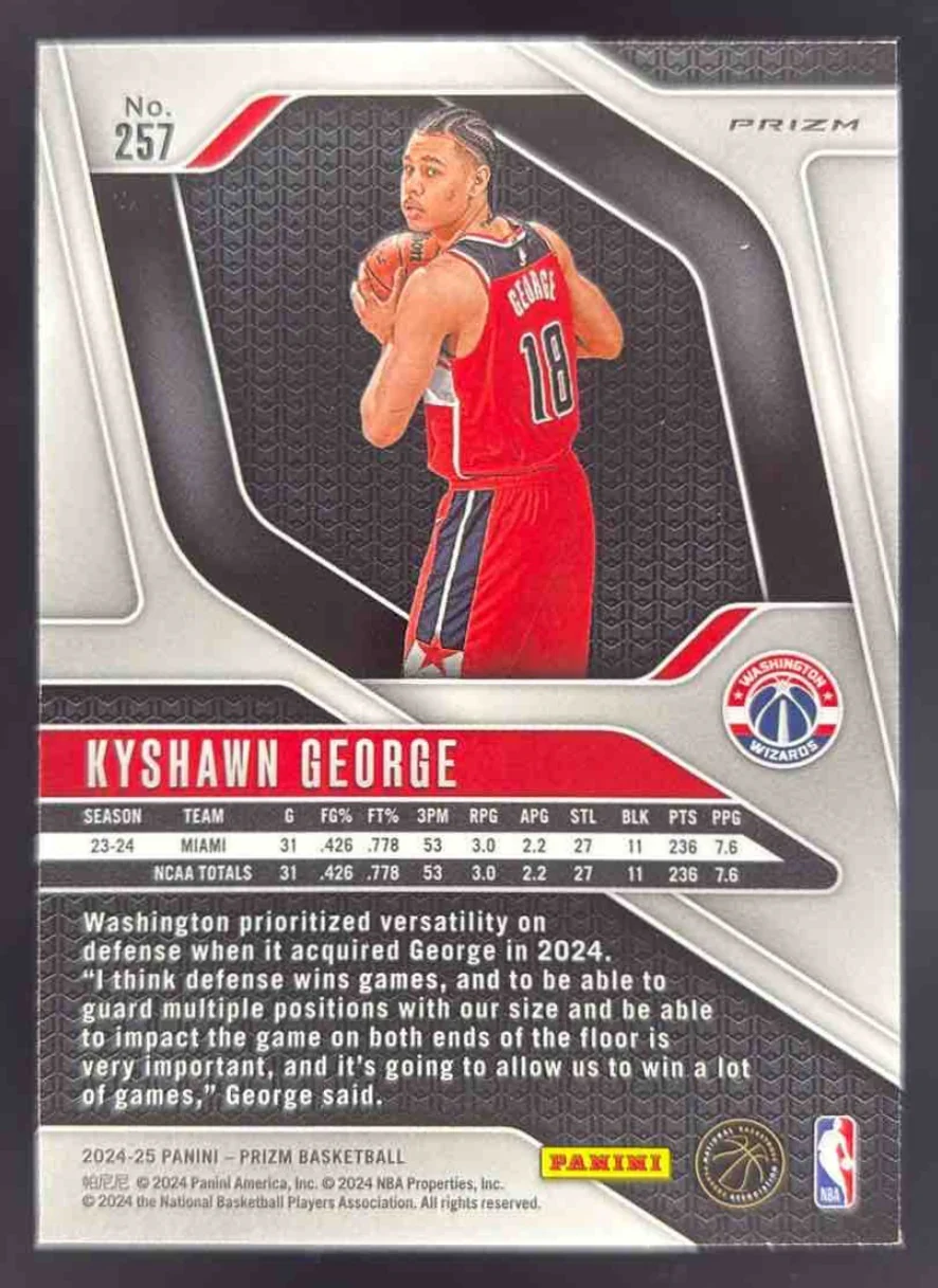 2024-25 Panini Prizm Ruby Wave Prizm #257 Kyshawn George RC - Image 2