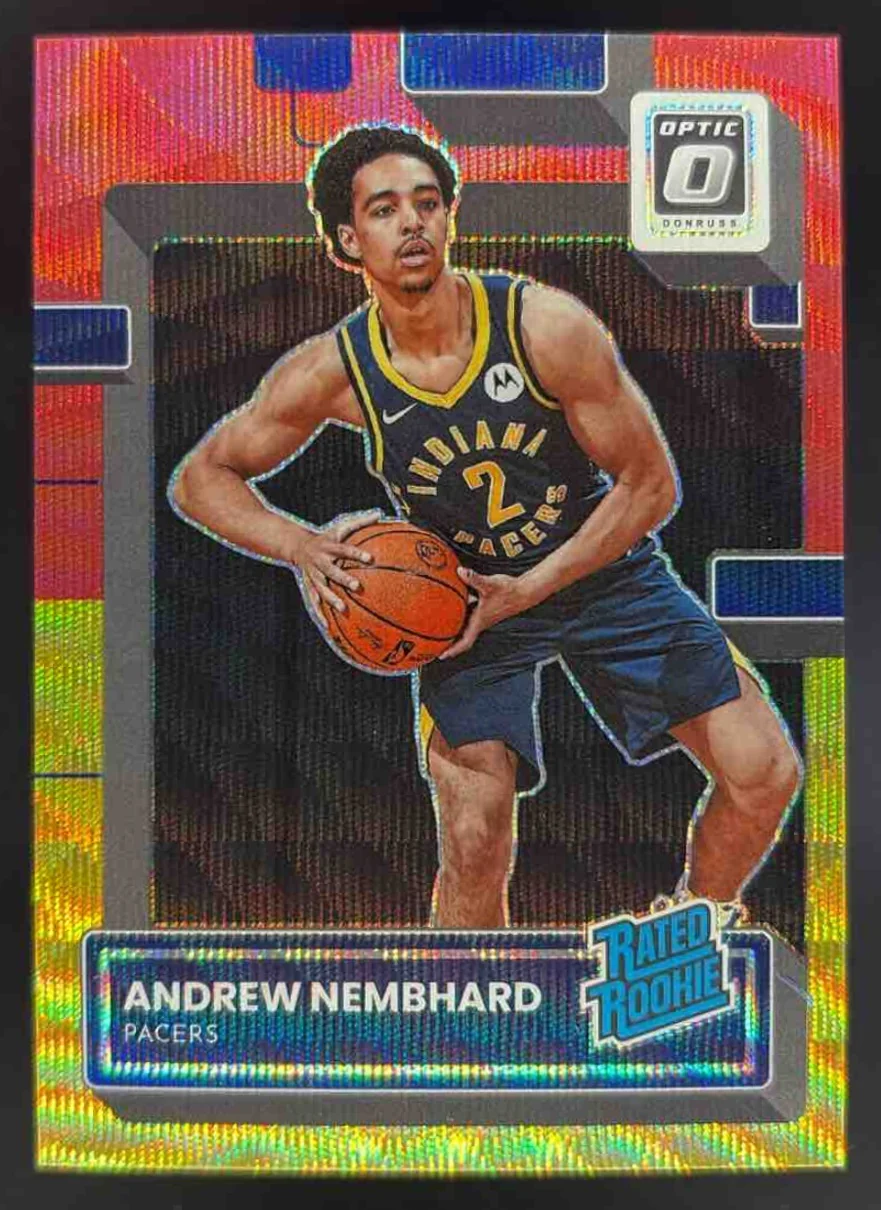 2022 Donruss Optic Red & Gold Wave #230 Andrew Nembhard RC Rated Rookie /99
