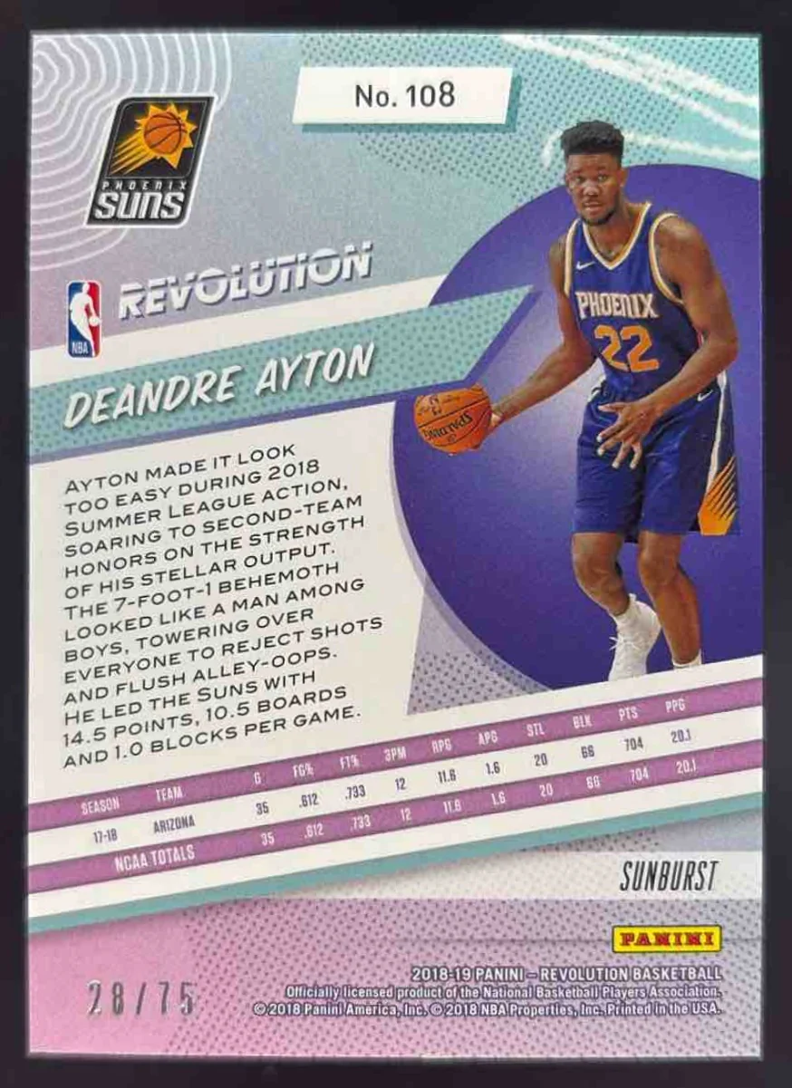2018-19 Panini Revolution Sunburst #108 Deandre Ayton RC /75 - Image 2