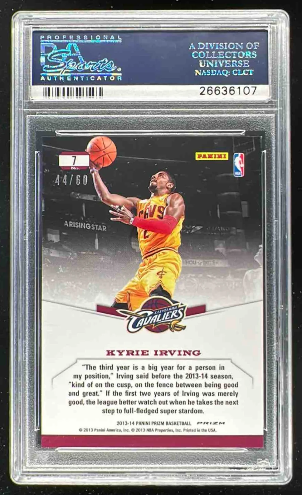 2013-14 Panini Prizm Dominance Prizms Orange #7 Kyrie Irving /60 PSA 10 - Image 2