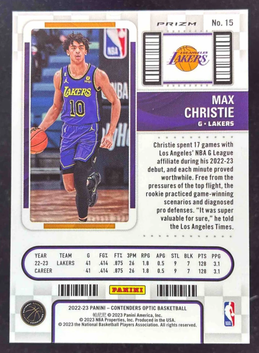 2022-23 Panini Contenders Optic Rookie Ticket Black Pandora #15 Max Christie RC - Image 2