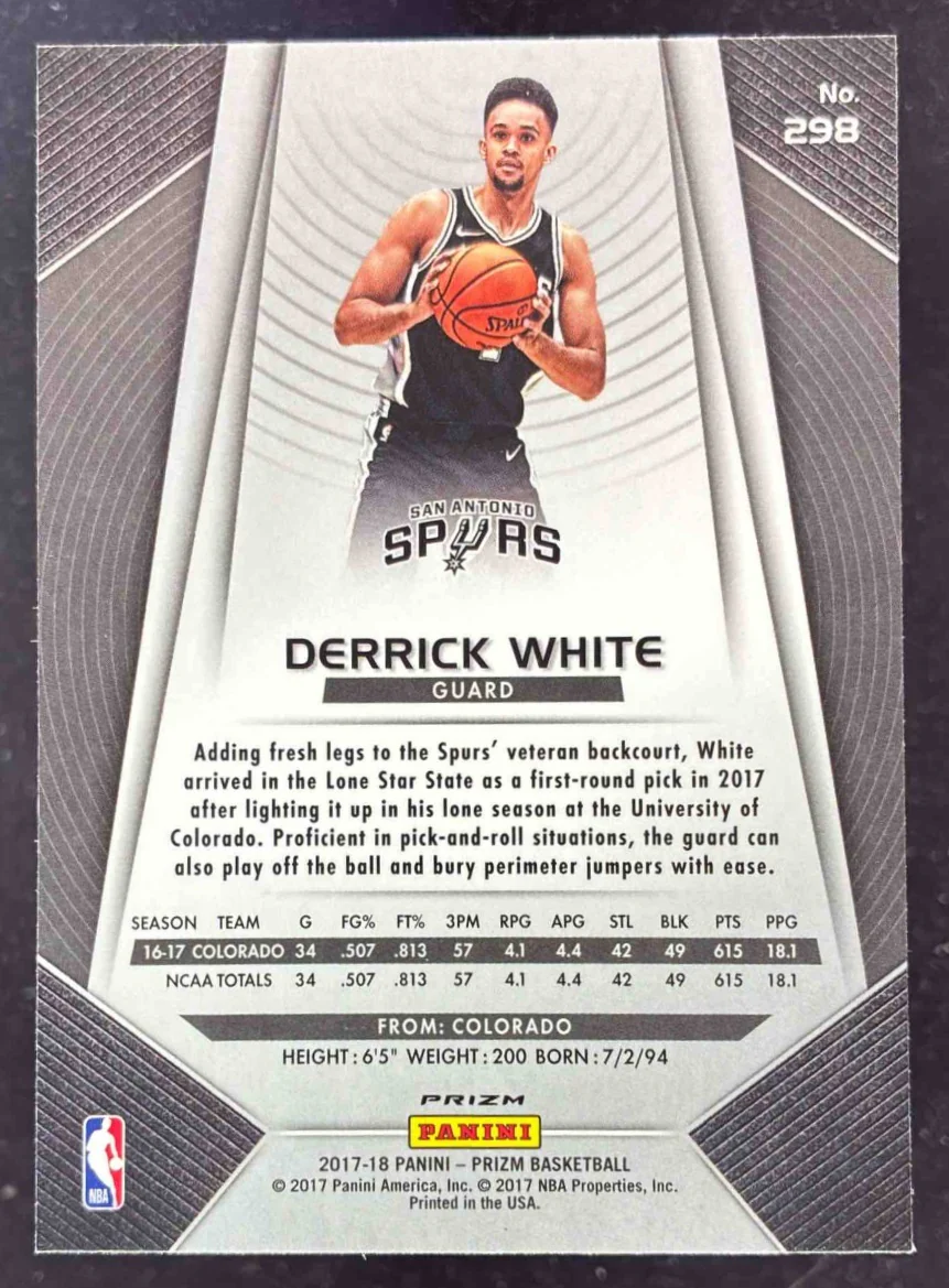 2017-18 Panini Prizm Prizms Hyper #298 Derrick White RC - Image 2
