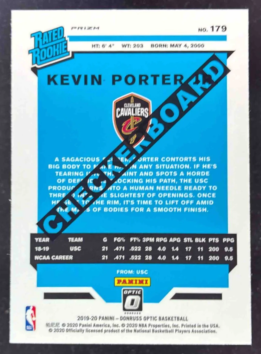 2019-20 Panini Donruss Optic Checkerboard #179 Kevin Porter Jr. RC - Image 2