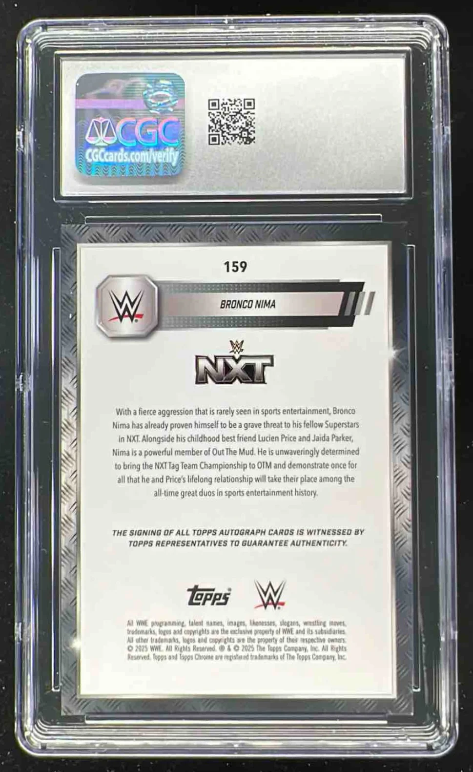 2025 Topps Chrome WWE Chrome Black Refractors #CLABC Bronco Nima Auto /10 CGC 10 - Image 2