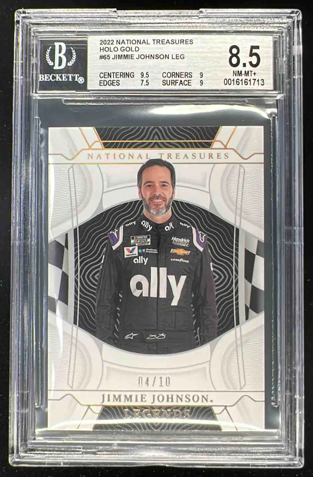 2022 Panini National Treasures Holo Gold #65 Jimmie Johnson /10 BGS 8.5