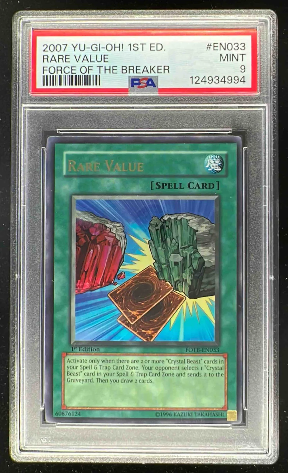 2007 Yu-Gi-Oh! Force of the Breaker 1st Edition #FOTB-EN033 Rare Value PSA 9