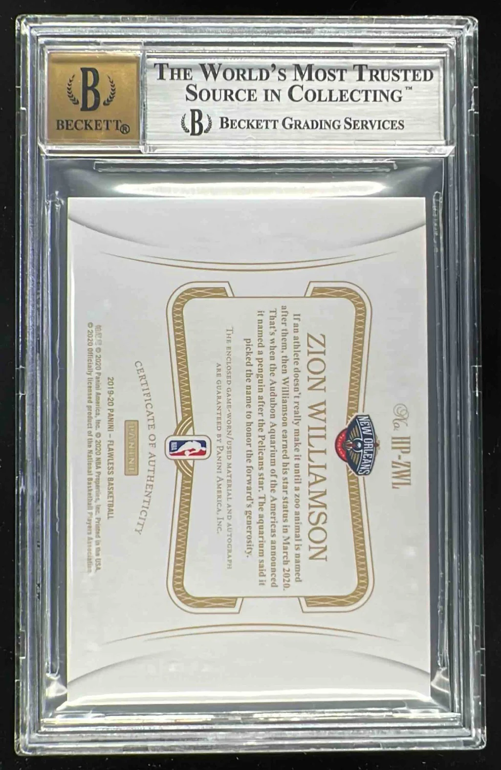2019 Flawless Horizontal Patch Ruby #HP-ZWL Zion Williamson RC Auto /15 BGS 9 - Image 2
