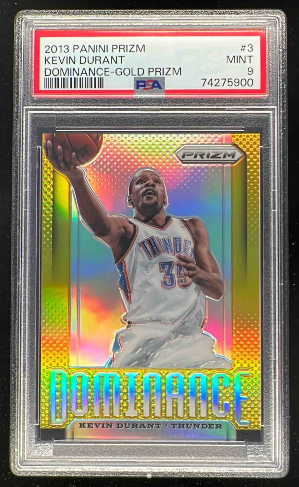 2013-14 Panini Prizm Dominance Prizms Gold #3 Kevin Durant /10 PSA 9