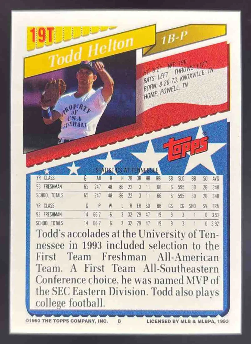 1993 Topps Traded #19T Todd Helton RC - Image 2