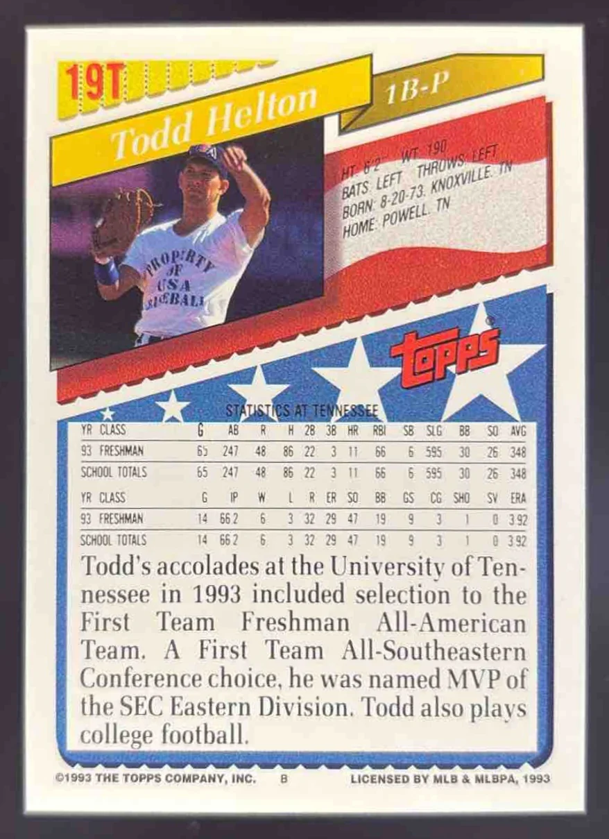 1993 Topps Traded #19T Todd Helton RC - Image 2