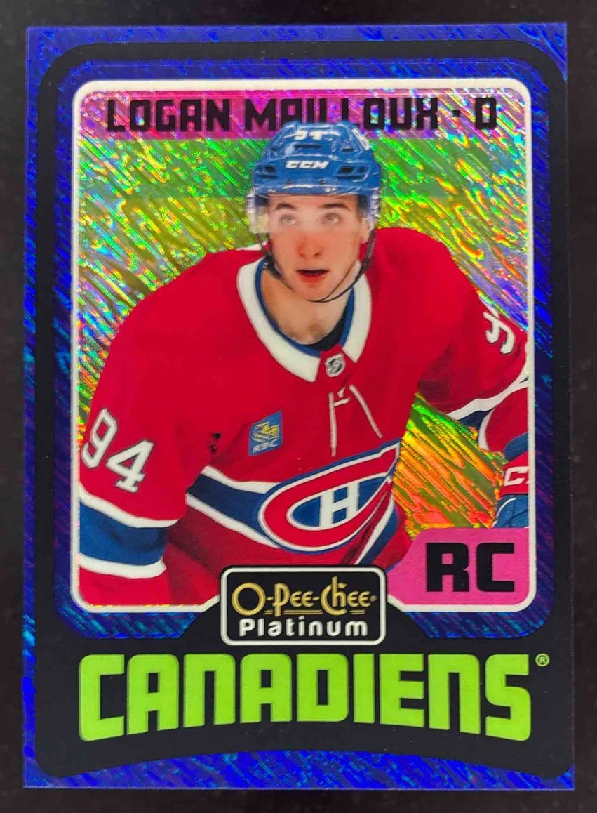 2024-25 O-Pee-Chee Platinum Retro Blue Luster #R80 Logan Mailloux /100