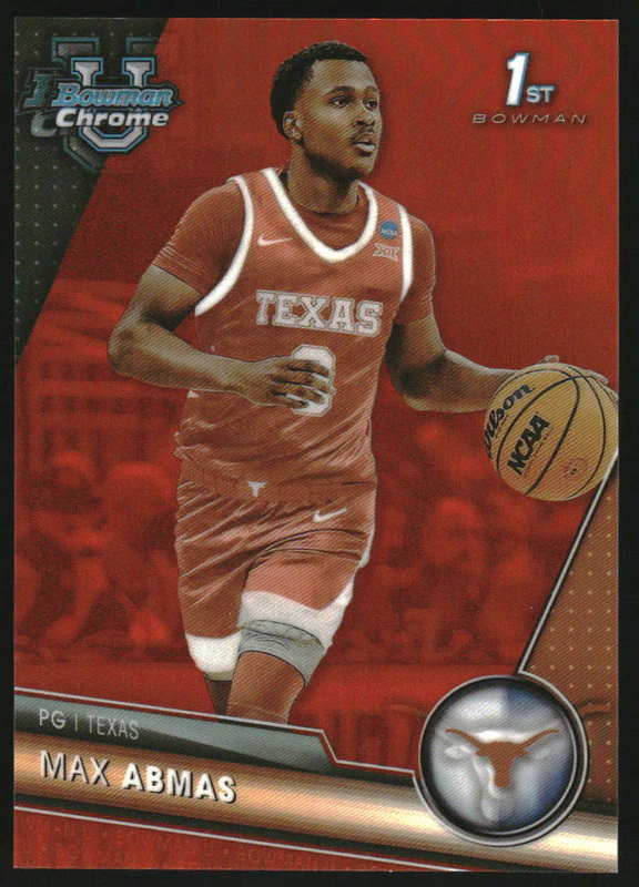 2023-24 Bowman Chrome University Orange Refractors #81 Max Abmas RC /25