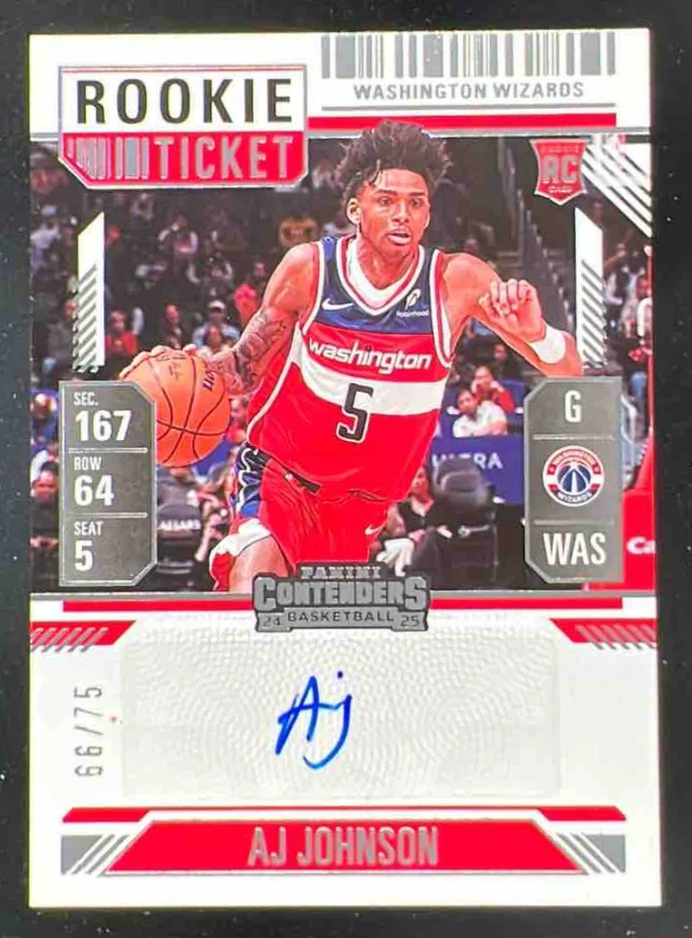 2024-25 Panini Silhouette Rookie Season Ticket #RST-AJJ AJ Johnson Auto /75