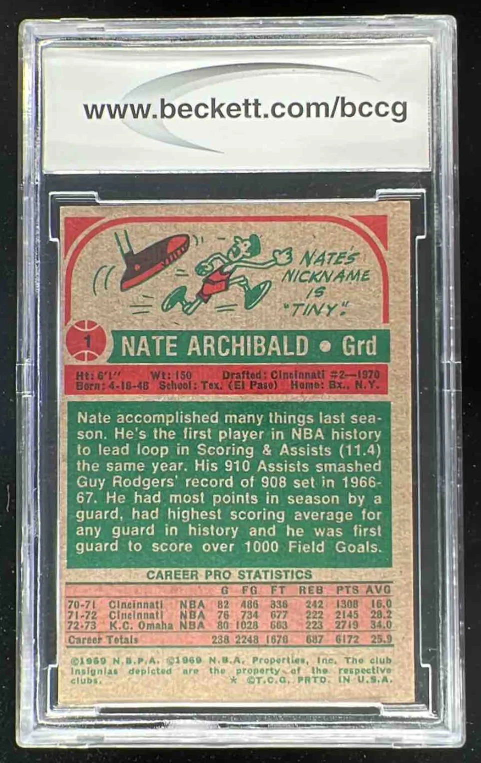 1973-74 Topps #1 Nate Archibald UER All-Star BCCG 9 - Image 2